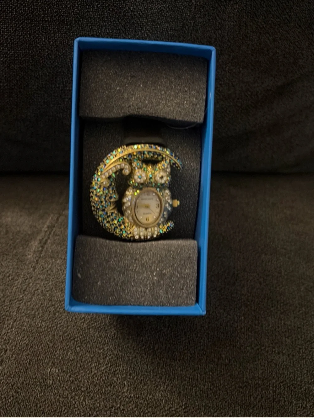 Heidi Daus “Moonlighting” Owl Sitting on Crescent Moon Watch